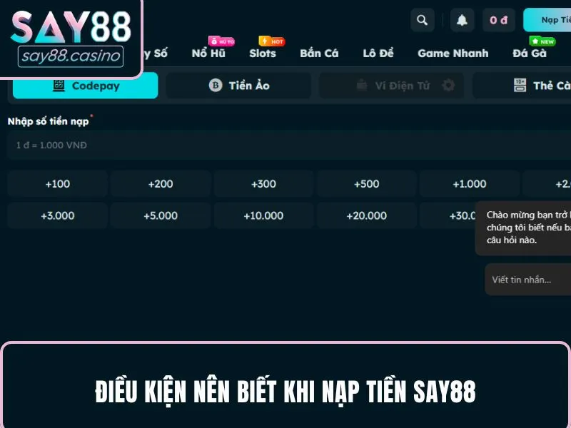 Nạp Tiền SAY88 - Tất Tần Tật Quy Trình Gửi Vốn 2025 Nắm chắc một số quy tắc nạp tiền SAY88 quan trọng