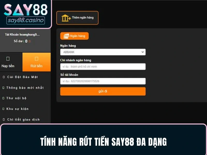 Rút Tiền SAY88 - Tận Hưởng Chiến Thắng Trong Tầm Tay Tính năng rút tiền SAY88 đa dạng
